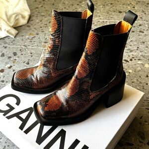 GANNI snake Chelsea boots
